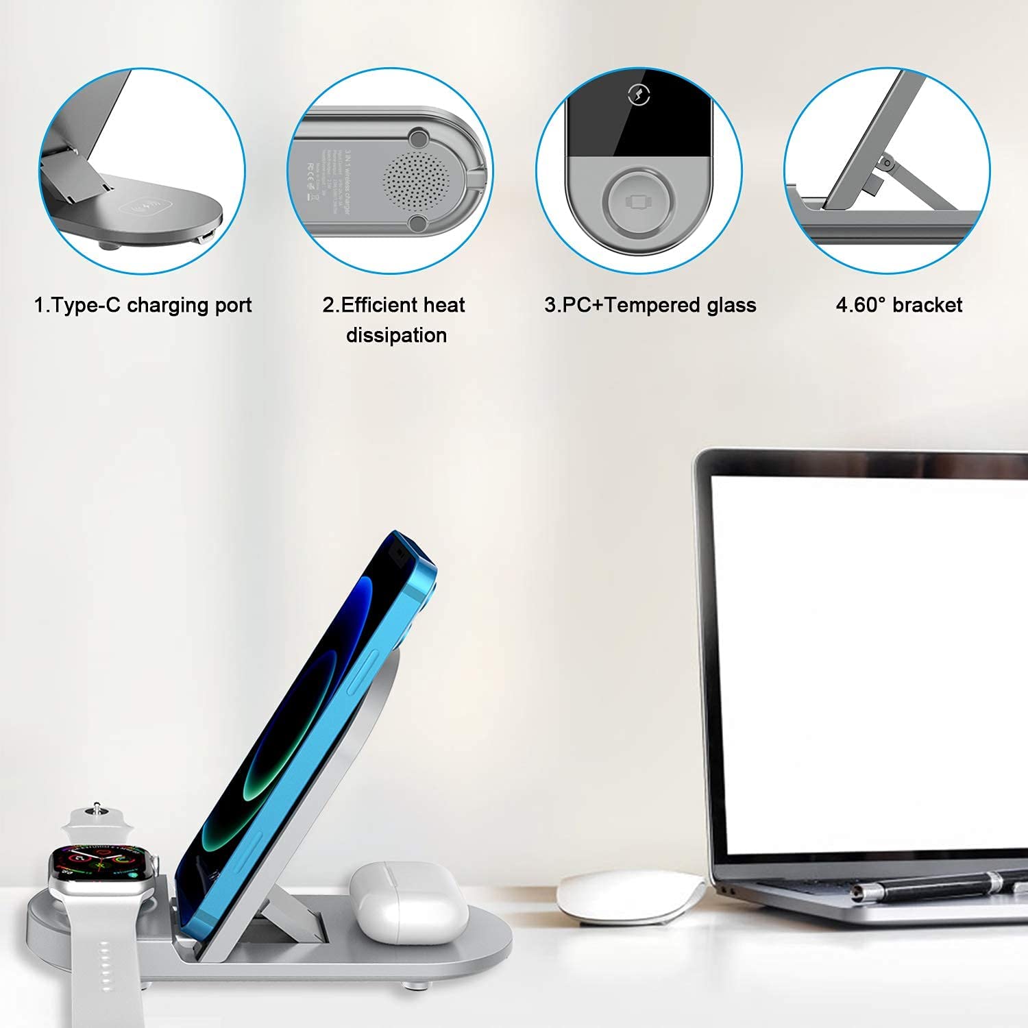 15W 3 in 1 Wireless Charger Station | Shopna Online Store .