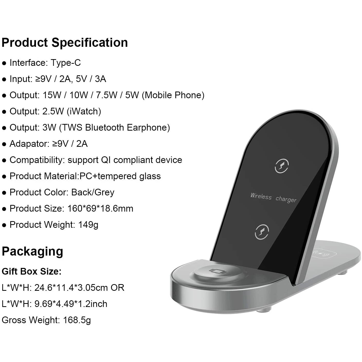 15W 3 in 1 Wireless Charger Station | Shopna Online Store .