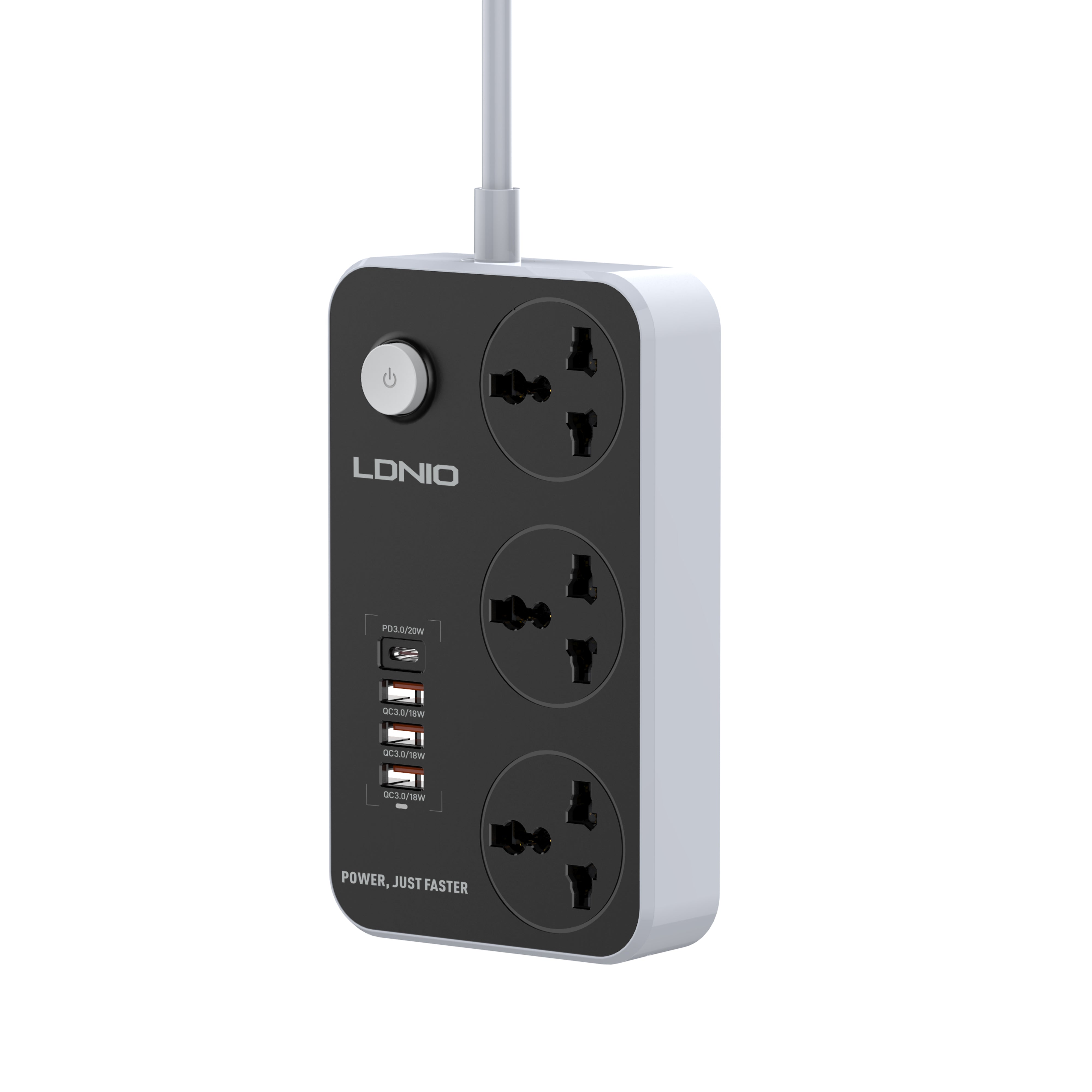 LDNIO Super Fast Charging Power Strip With 3 USB Ports and Type-C Port | Shopna Online Store .