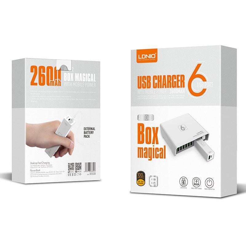 LDINO 6 USB Ports Fast Charger With PowerBank | Shopna Online Store .