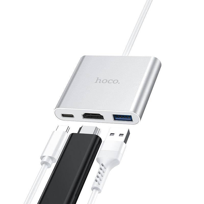 hoco. Type-C hub “HB14 Easy use” USB3.0+HDMI+PD | Shopna Online Store .