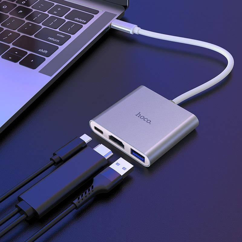 hoco. Type-C hub “HB14 Easy use” USB3.0+HDMI+PD | Shopna Online Store .