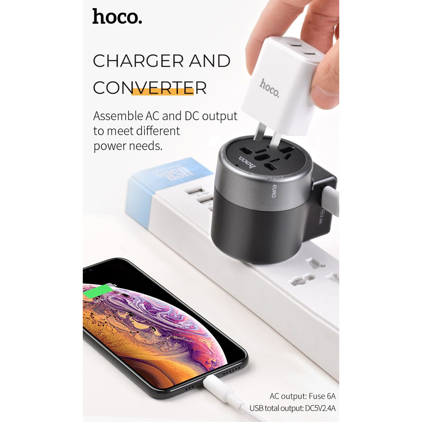 hoco. AC4 Dual Port Universal Travel Charger | Shopna Online Store .