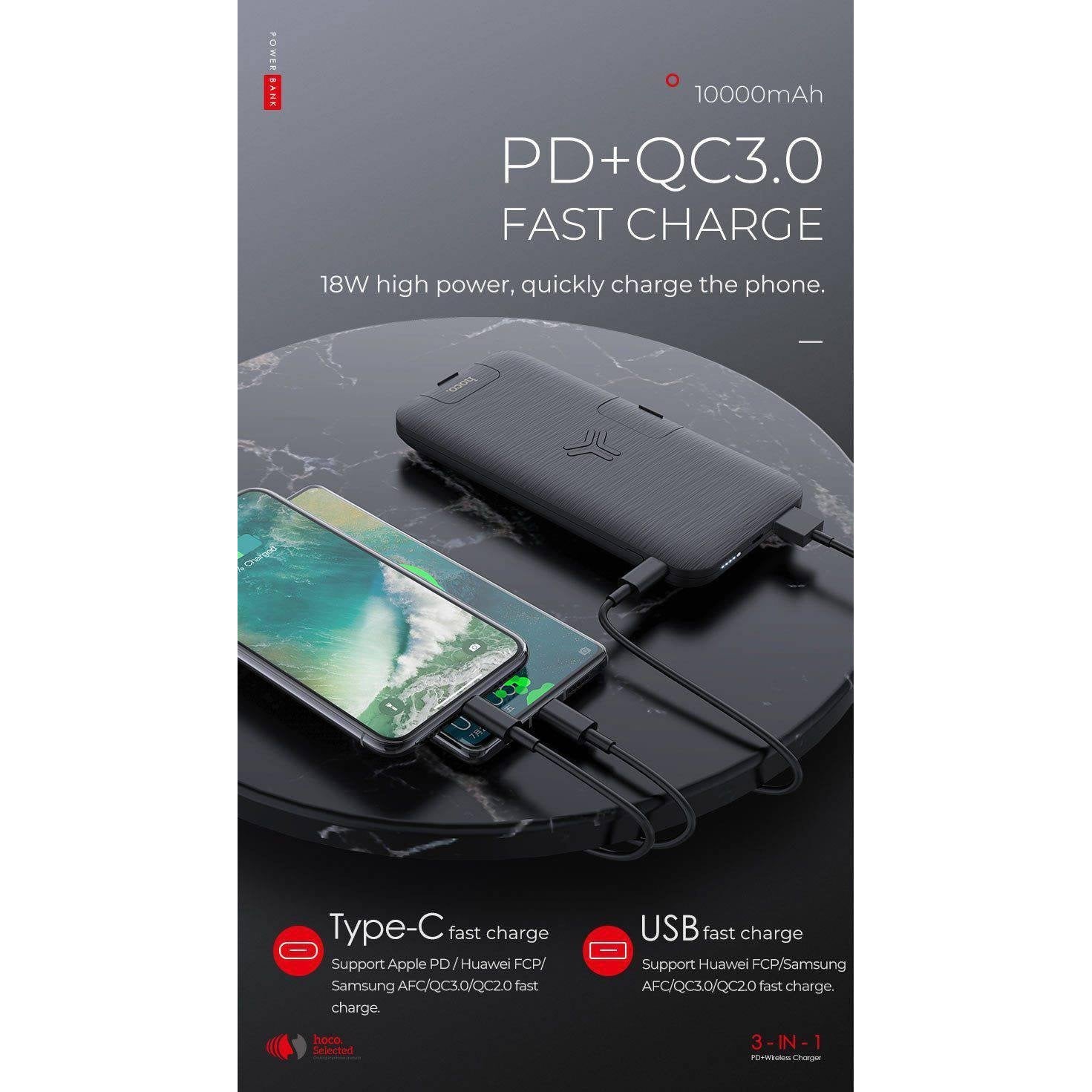 hoco. Power bank wireless charging 10000mAh PD S16 | Shopna Online Store .