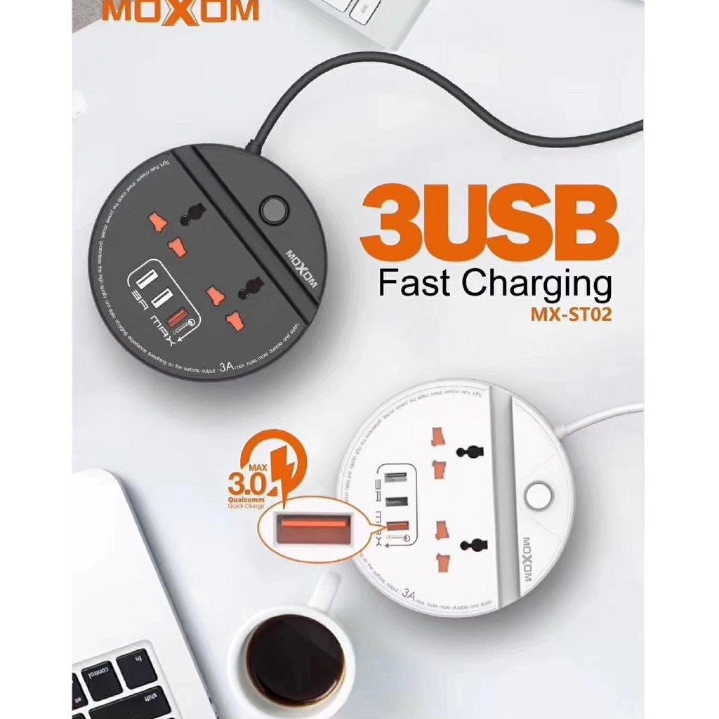 MOXOM Power Strip With Usb 3 Ports And 10A UK Socket Universal Travel Power Strip | Shopna Online Store .